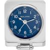 Bulova Travel Hack Alarm Clock B1882 | Vintage-Inspired Flip Cover Design with Blue Dial | Quartz Movement | Battery Included | Compact Travel Clock with Gift Pouch