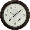 Bulova Weather Master Wall Clock C4813 | 18″ Burnished Bronze Metal Frame with LED Illumination | Thermometer & Hygrometer | Silent Sweep Quartz Movement | Weatherproof Outdoor Décor