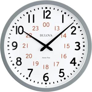 Bulova Atomic Analog Wall Clock Model C5003 Atomic Time 1, Sets Automatically, Quartz Battery
