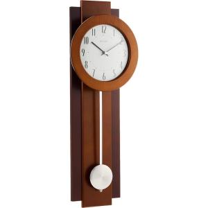 Bulova C3383 Avent Wall Clock | Two-Tone Wooden Case with Slow-Swing Pendulum | Arabic Numerals | Personalization Plate | 23.5″ Height