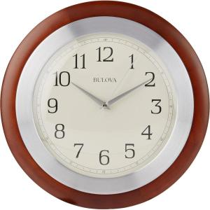 Bulova C4228 Reedham Wall Clock, 14″ Diameter, Walnut