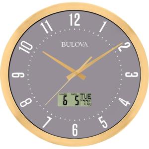 Bulova C4830 Lobby Wall Clock, 14″, Gold