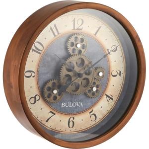 Bulova C4835 Gears in Motion Wall Clock, 12.8, Brown Cherry