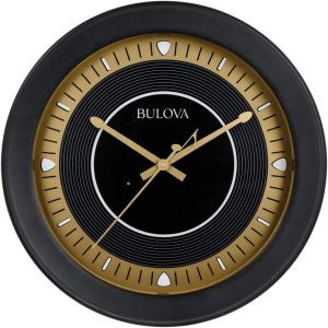 Bulova C4861 Indoor/Outdoor Long Play Bluetooth Wireless Stereo Speaker Wall Clock, Black