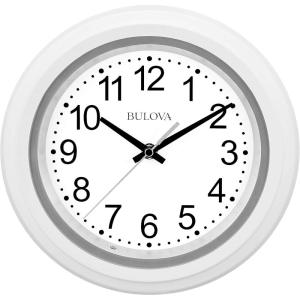 Bulova C4865 Night Vision Lighted Dial Wall Clock, 10″, White