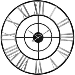 Bulova C4877 Zeeland Oversized Wall Clock, Black/Silver