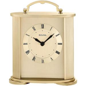 Bulova Clocks B1719 Arthur Brushed Gold 6.5”H x 5.5” W x 2.25” D