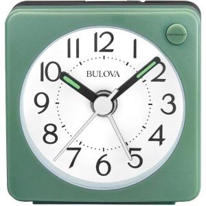 Bulova Clocks B1874, Ultra Small Travel Alarm with Snooze and Light, No Ticking, Verde,Green