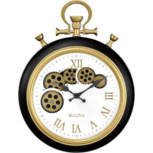 Bulova Clocks C3390 Conductor, Wall Pocket Watch, Moving Gears