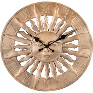 Bulova Sunrise Wall Clock C4860 | 14.3″ 3D Sunburst Resin Design with Roman Numerals | Silent Quartz Movement | Battery Operated | Indoor/Outdoor Décor