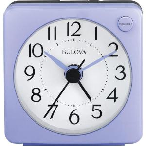 Bulova Violet Travel Alarm Clock B1876 | Compact Design with Lighted Dial & Silent Sweep | Quartz Movement | Battery Operated | Ascending Beep Alarm for Home or Travel