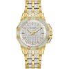 Bulova Ladies’ Crystal Octava Gold Stainless Steel 3-Hand Quartz Watch, Crystal Bezel and Dial Style: 98L302