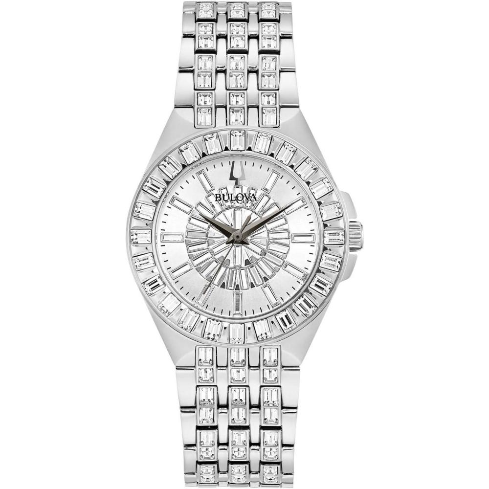 imageBulova Ladies Crystal Phantom Stainless Steel 3Hand Quartz Watch 110 Baguette Crystals Style 96L278