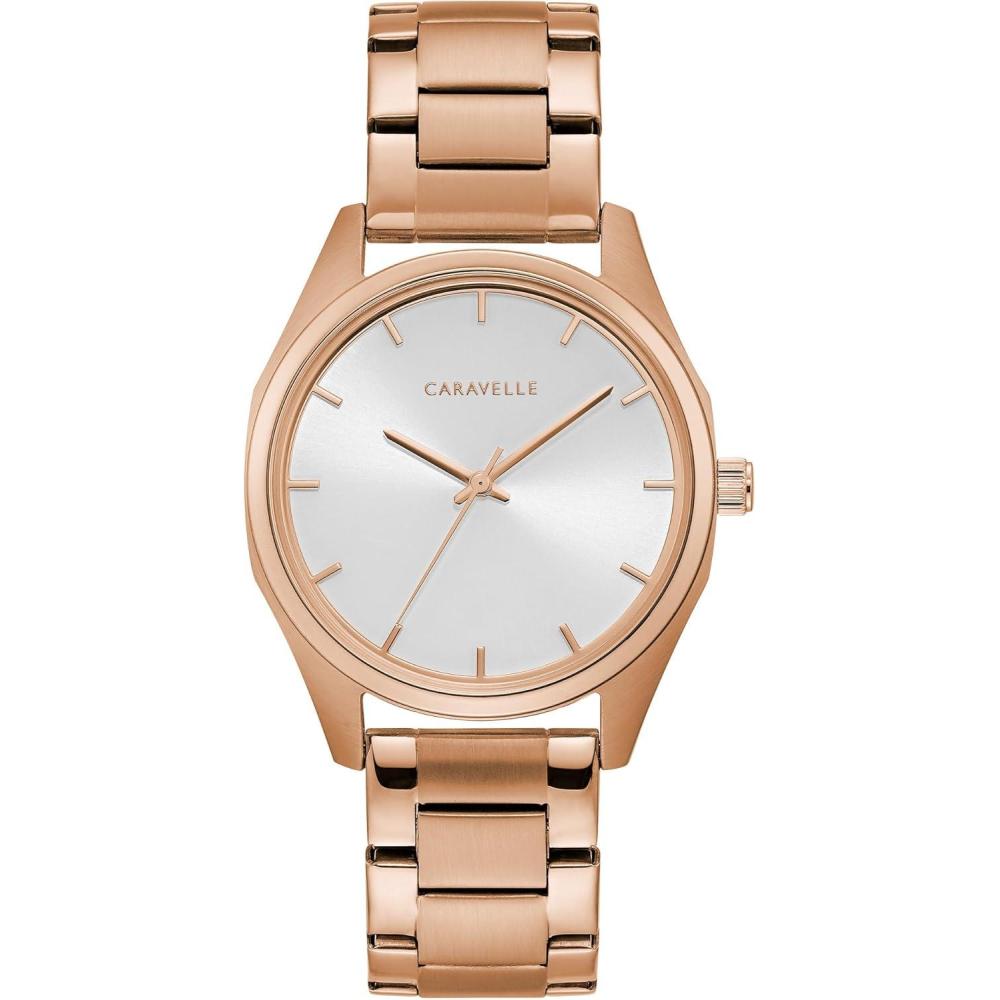 imageCaravelle by Bulova minMax Quartz Ladies Watch Stainless Steel Rose GoldTone Model 45L179