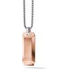 Bulova Men’s Latin Grammy Round Box Link Chain Necklace with Rose Gold Dog Tag Black Carbon Fiber Inlay Pendant Style: J98N006