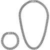 Bulova Men’s Jewelry Classic Dual Surface Blue IP and Brushed Stainless Steel Curb Chain Neclace and Bracelet Set Style: BVS1000-SLSTNA