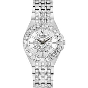 Bulova Ladies’ Crystal Phantom Stainless Steel 3-Hand Quartz Watch, 110 Baguette Crystals Style: 96L278