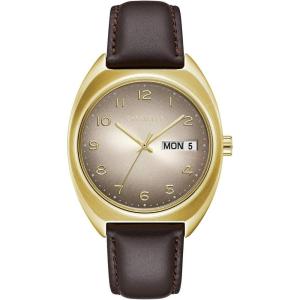 Caravelle Retro Quartz Mens Watch, Stainless Steel with Black Leather StrapSport(44C109)