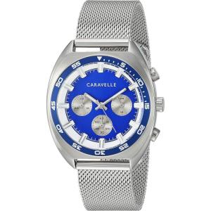 Caravelle by Bulova Retro Chronograph Mens Watch, Stainless Steel , Silver-Tone (Model: 43K100)