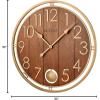 Bulova Panel Time Oversize Wall Clock, 30″, Warm Cherry and Soft Bronze, C4806