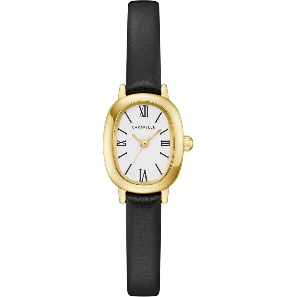 imageCaravelle Ladies Quartz DressGoldTone Black Strap