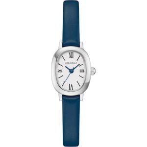 Caravelle Ladies Quartz Dress(Silver-Tone & Blue Strap)