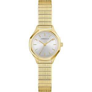 Caravelle Ladies Quartz Vintage Classic, Stainless Steel Case & Expansion Band with a Silver-White Dial(Gold-Tone)