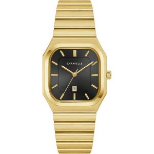 Caravelle Mens Quartz Vintage Classic(Gold-Tone & Black Dial)