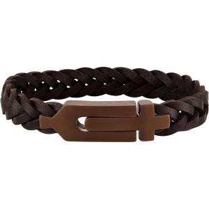 Bulova Men’s Jewelry Bracelet Brown Braided Leather, Signature Tuning Fork Logo, Length 8″ Style: BVB1131-BRSTNA8