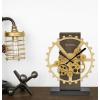 Bulova Cog Accent Table Clock B8905 | 12.2″ Walnut & Bronze Gear Display with Rotating Cogs | Quartz Movement with Dual Power | Battery Operated | Industrial-Style Decor Masterpiece