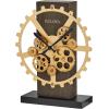 Bulova Cog Accent Table Clock B8905 | 12.2″ Walnut & Bronze Gear Display with Rotating Cogs | Quartz Movement with Dual Power | Battery Operated | Industrial-Style Decor Masterpiece