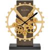Bulova Cog Accent Table Clock B8905 | 12.2″ Walnut & Bronze Gear Display with Rotating Cogs | Quartz Movement with Dual Power | Battery Operated | Industrial-Style Decor Masterpiece