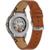 Bulova Men’s Automatic Frank Lloyd Wright ‘Toufic H. Kalil House’, Ion-Plated Stainless Steel Case with Leather Strap, Special Patterned Dial & Exhibition Case Back (Style: 98A330)