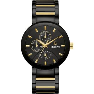 Bulova Men’s Quartz Modern Bulova Ion-Plated Two-Tone Stainless Steel(Black & Gold-Tone Dial)
