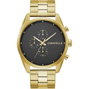 Caravelle Men’s min/ Max 6-Hand Chronograph Watch, Gold-Tone Stainless Steel, 44mm (Model: 44A113)