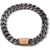 Bulova Men’s Latin GRAMMY Grey Stainless Steel Chain Link Bracelet with Rose Gold Clasp(Small)