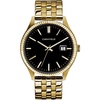 Caravelle by Bulova Men’s Dress 3-Hand Date Quartz Watch, Stainless Steel, Coin Edge Bezel, 41mm(Gold Tone/Black)