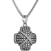 Bulova Jewelry Men’s Sterling Silver Rounded Box Link Necklace & Cross Amulet with 31 White Diamonds, 24″ to 26″ Adjustable Length (Style: BVP1090-WSSC4)