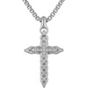 Men’s Sterling Silver Rounded Box Link Necklace & Rhodium-Plated Sterling Silver Cross Pendant with 20 White Diamonds, 24″ to 26″ Adjustable Length (Style: BVP1085-WSQ7)