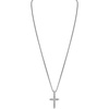 Men’s Sterling Silver Rounded Box Link Necklace & Rhodium-Plated Sterling Silver Cross Pendant with 20 White Diamonds, 24″ to 26″ Adjustable Length (Style: BVP1085-WSQ7)