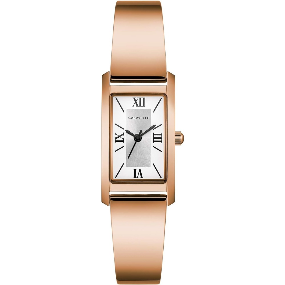 image:imageCaravelle by Bulova Retro Quartz Ladies Bracelet WatchRose GoldToneSilverWhite Dial