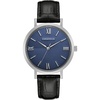 Caravelle by Bulova Men’s Dress 3 Hand Quartz Leather Strap Watch, Stainless Steel Case, 40mm(Black/Blue Dial)