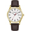 Caravelle by Bulova Traditional Quartz Mens Watch, Stainless Steel with Brown Leather Strap, Gold-Tone (Model: 44B116)