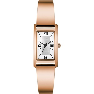 Caravelle by Bulova Retro Quartz Ladies Bracelet Watch(Rose Gold-Tone/Silver-White Dial)