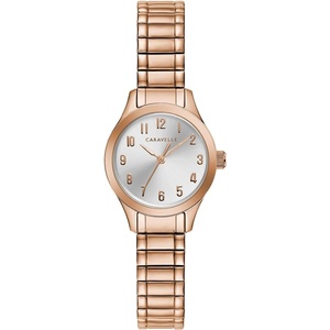 Caravelle by Bulova Traditional Quartz Ladies’ Watch, Stainless Steel Rose Gold-Tone Expansion, Rose Gold-Tone (Model: 44L254)