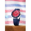 Bulova Men’s Quartz Snorkel – America 250th Sail 4th Special Edition: 41mm White Hybrid-Ceramic Case with a Blue Rubber Strap & Red Dial (Style: 98B474)