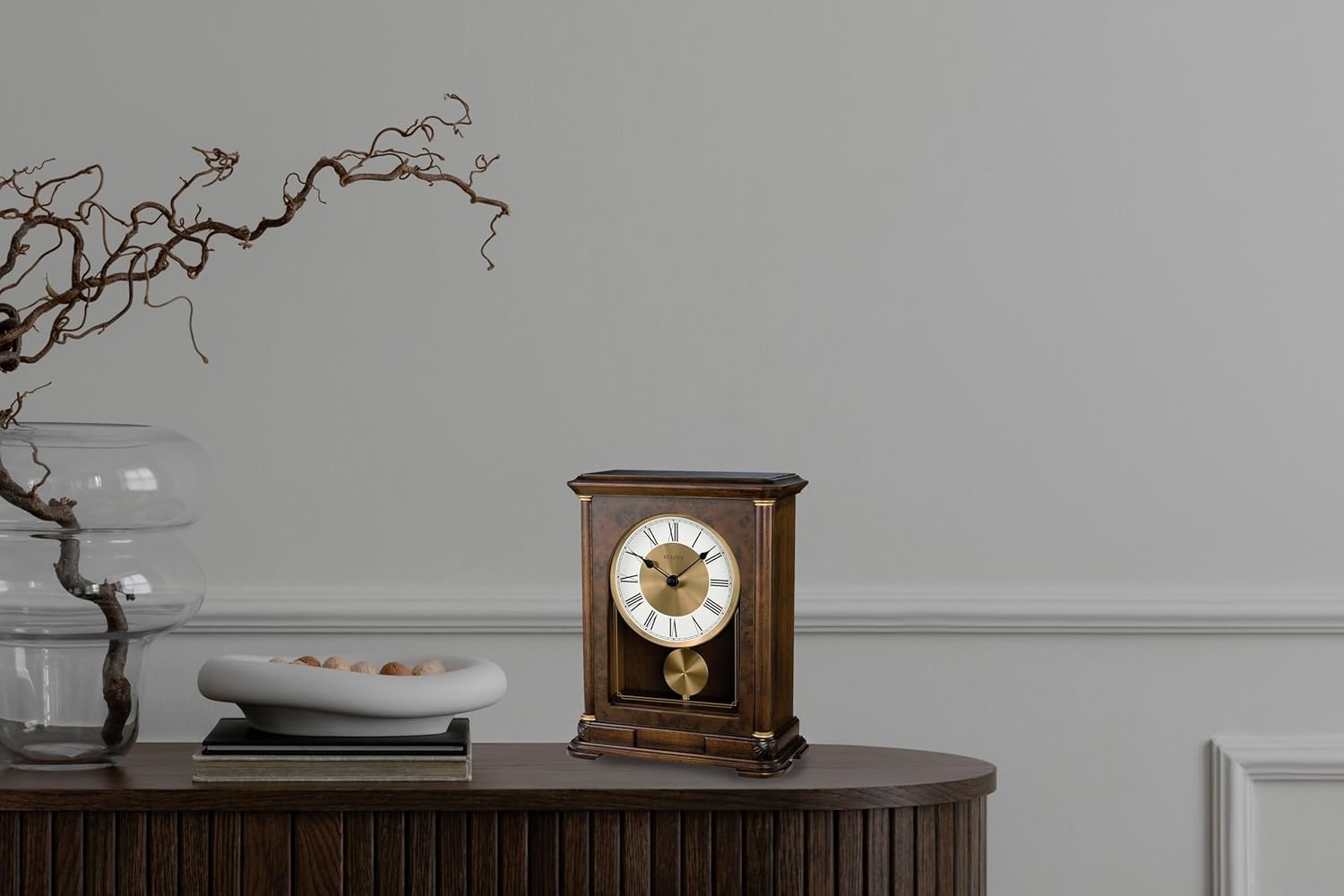 image:imageBulova B1860 Vanderbilt Mantel Clock Warm Walnut 1225 x 9 x 475