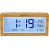 Bulova Brookside LCD Alarm Clock B1375 | Natural Bamboo Case with Temperature & Humidity Display | Quartz Movement | Battery Operated | Touch Light & Weekender Alarm