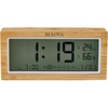 Bulova Brookside LCD Alarm Clock B1375 | Natural Bamboo Case with Temperature & Humidity Display | Quartz Movement | Battery Operated | Touch Light & Weekender Alarm
