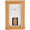 Bulova Chicago Modern Chime Table Clock, Model B1525 | Mid-Century Design | Melodic Chimes | Natural Wood Grain | Adjustable Volume | Automatic Night Shut-Off